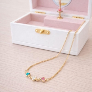 Gargantilha Infantil Três Corações Zirconia 35cm