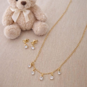 Conjunto Infantil Zirconias Penduradas 35cm