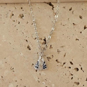 Gargantilha Nossa Senhora Micro Zirconia Azul mini 45cm