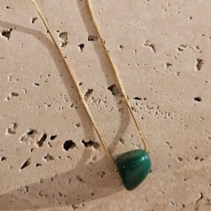 Gargantilha Pedra Natural Agata Verde 45cm