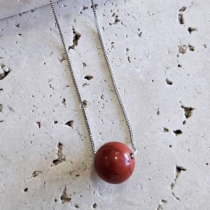 Gargantilha Pedra Natural Jaspe Vermelha 45cm