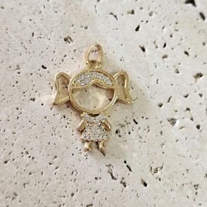 Pingente Menina Cravejada Grande (2,2x1,9cm)