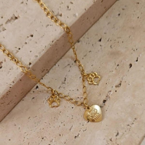 Pulseira Coração e Patinhas Gato