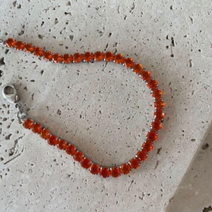 Pulseira Fio de Zirconia Laranja 18cm