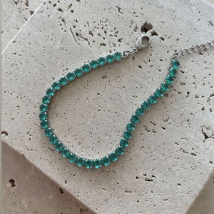 Pulseira Fio de Zirconia Turqueza 18cm