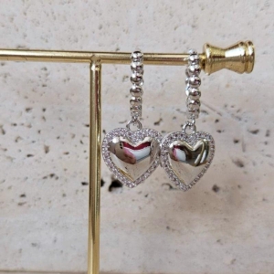 Brinco Argola Bolinhas Coração Grande