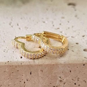 Brinco Argola Coração Cravação Dupla