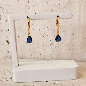 Brinco Argola Gota Azul Escuro