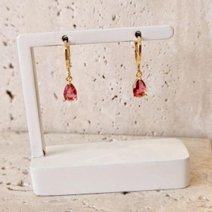 Brinco Argola Gota Rubi