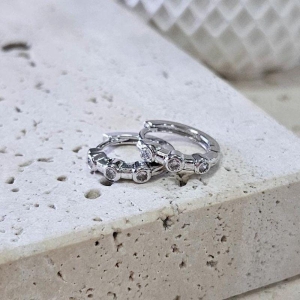 Brinco Argolinha 3 Zirconias Gde