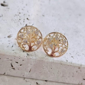 Brinco Arvore da Vida Cravejada na Lateral