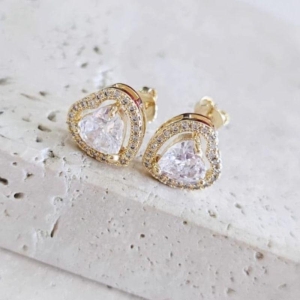 Brinco Coração Cravejado com Zirconia Gde