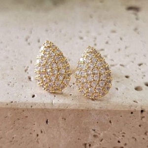 Brinco Gota Cristal Cravejada