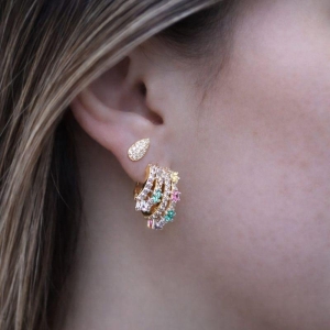 Brinco Multi Aros Cravejados Candy Color
