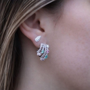 Brinco Multi Aros Cravejados Candy Color