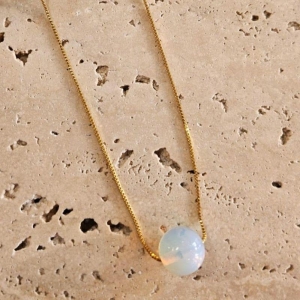 Colar Pedra Natural Pedra da Lua 60cm