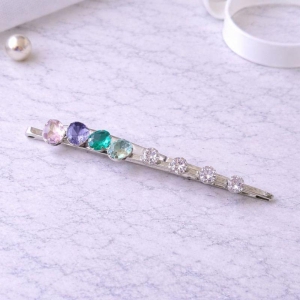 Grampo Pedras Coloridas e Cristal