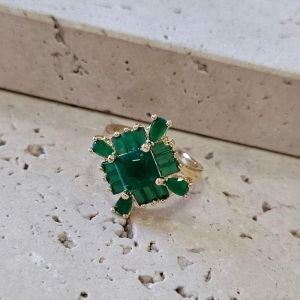 Anel Quadrado Navete Verde N21