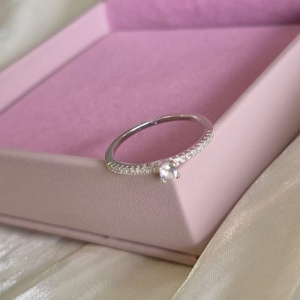 Anel Solitario Cravejado Prata N20