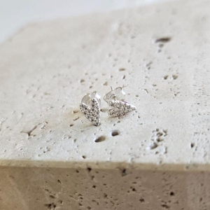 Brinco Coração Cravejado Prata M