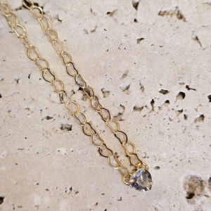 Choker Corrente Coração com Coração Lilas