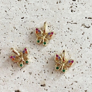 Pingente Borboleta Mini Colorida 1cm