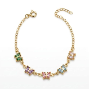 Pulseira Infantil Borboletas Coloridas 14cm