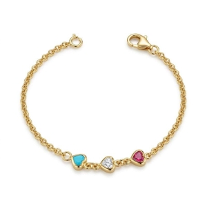 Pulseira Infantil Três Corações Zirconia 14cm