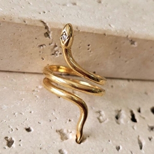 Anel Cobra Enrolada Olho Cristal N14