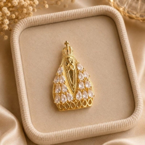 Gargantilha Nossa Senhora Cravejada 50cm (4,0x2,3cm)