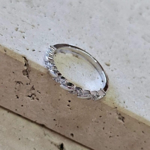 Anel Aparador Folhinas e Zirconias N12