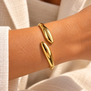 Bracelete Gota Aberto em Aço Inox