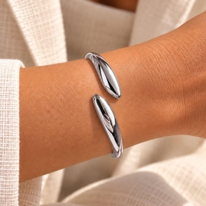 Bracelete Gota Aberto em Aço Inox