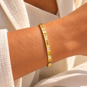 Bracelete Numeros Romanos em Aço Inox