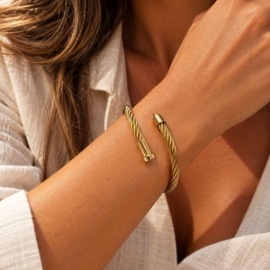 Bracelete Prego Trançado em Aço Inox
