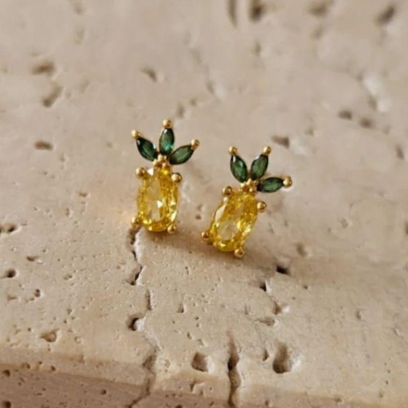 Brinco Abacaxi Zirconia