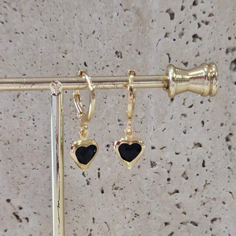 Brinco Argola Coração Negro