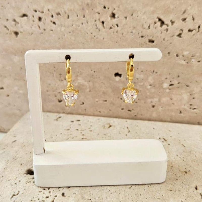 Brinco Argola Coração Zircônia Grande