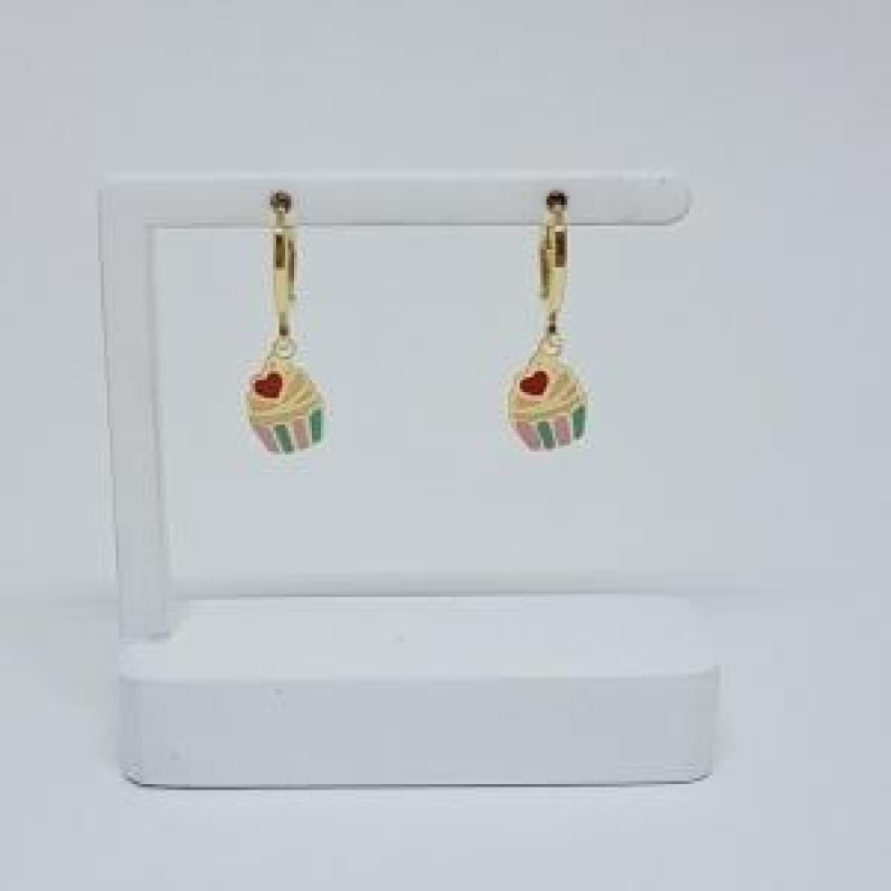 Brinco Argola CupCake Resina