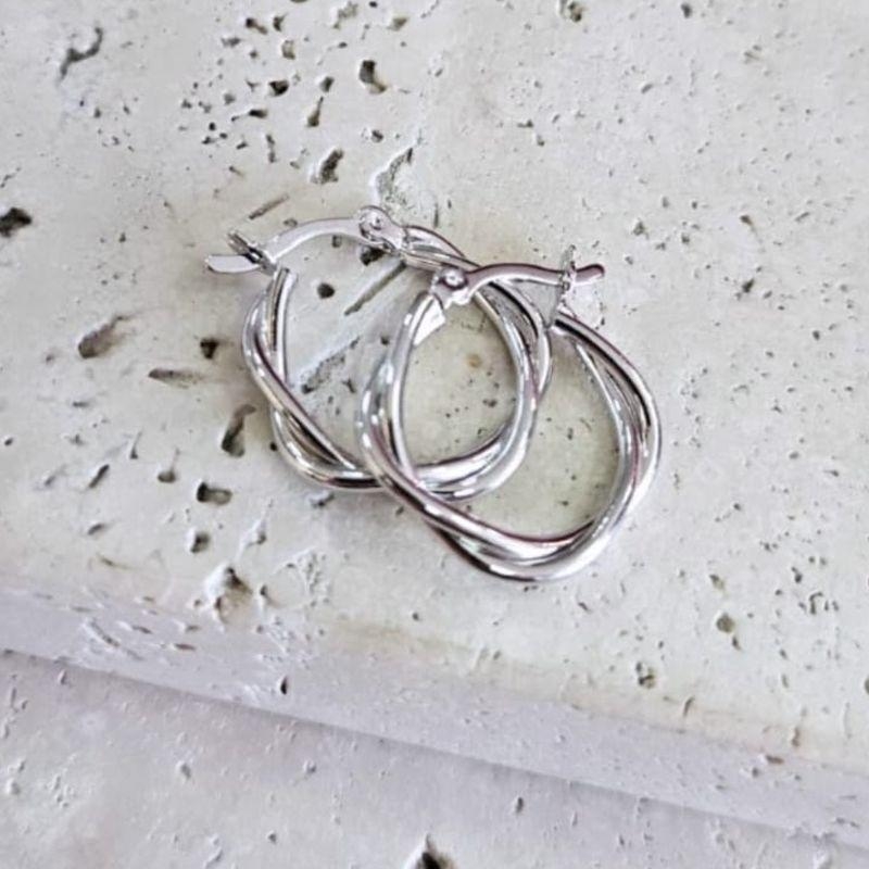 Brinco Argola Fio Duplo Trançado Media