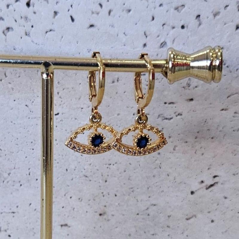 Brinco Argola Olho Grego Cravejado