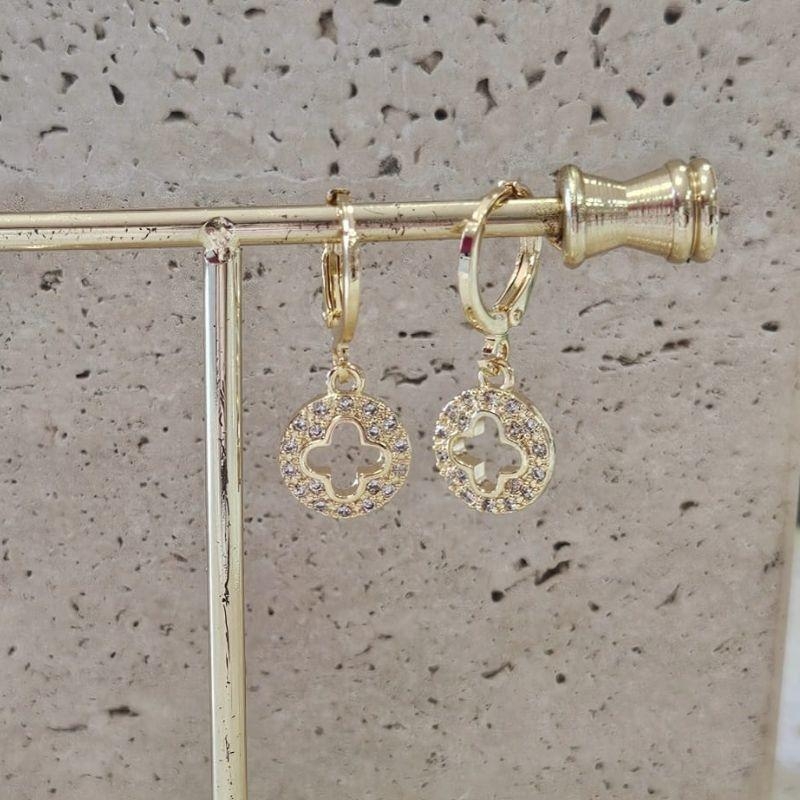 Brinco Argola Van Cleef Cravejada Redonda