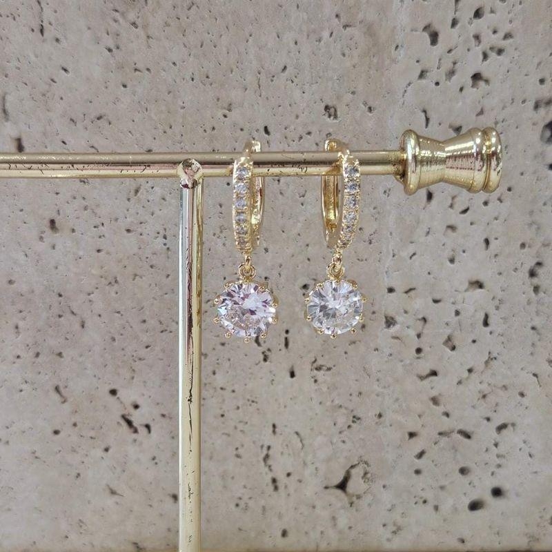 Brinco Argola Zirconia Redonda Cravejada