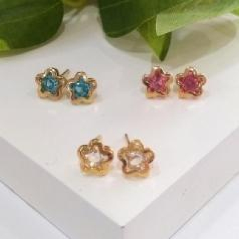 Brinco Florzinha Zirconia Colorida Medio