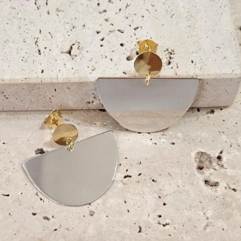 Brinco Meia Lua Banho Misto