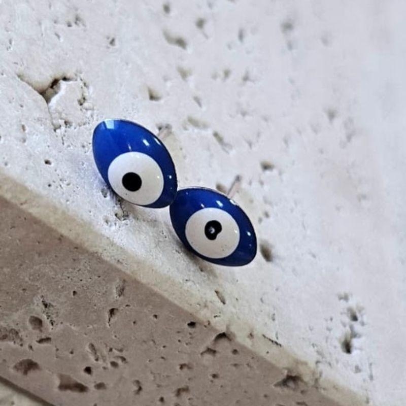Brinco Olho Grego Azul Fixo