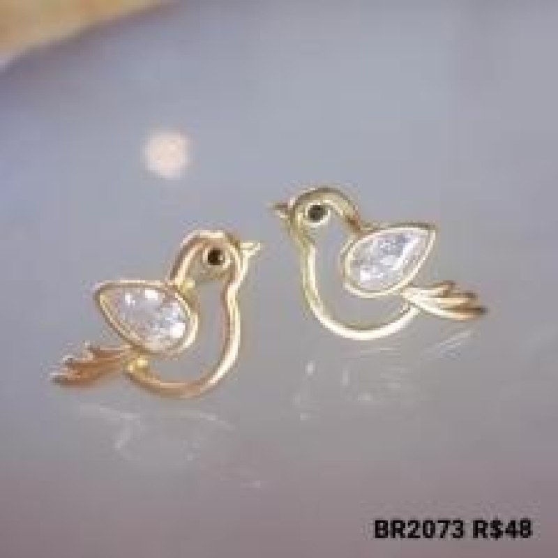 Brinco Passarinho com Zirconia na Asa