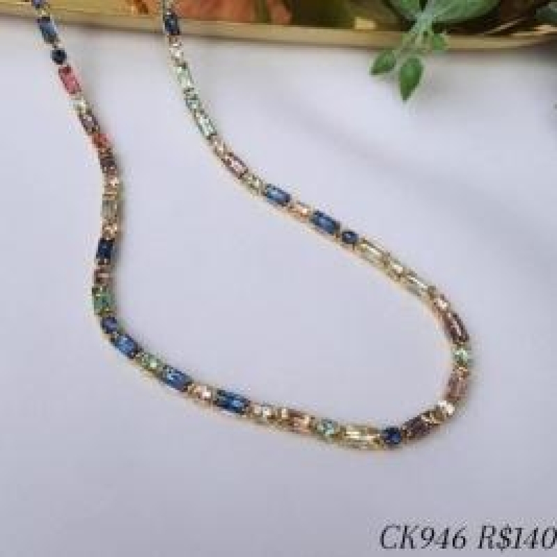 Choker Baguet e Zirconia Colorida