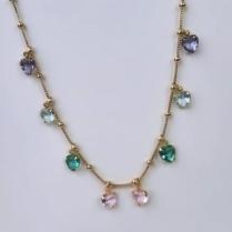 Choker Corrente de Bolinhas e Corações Colors