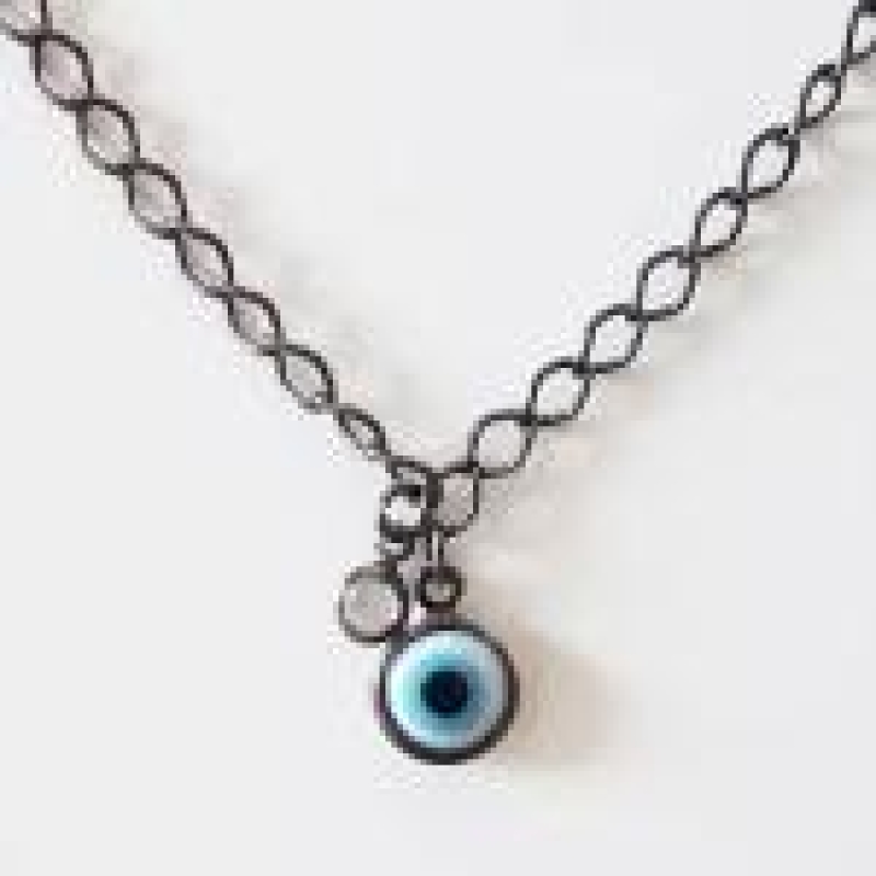 Choker Corrente Olho Grego e Ponto de Luz 